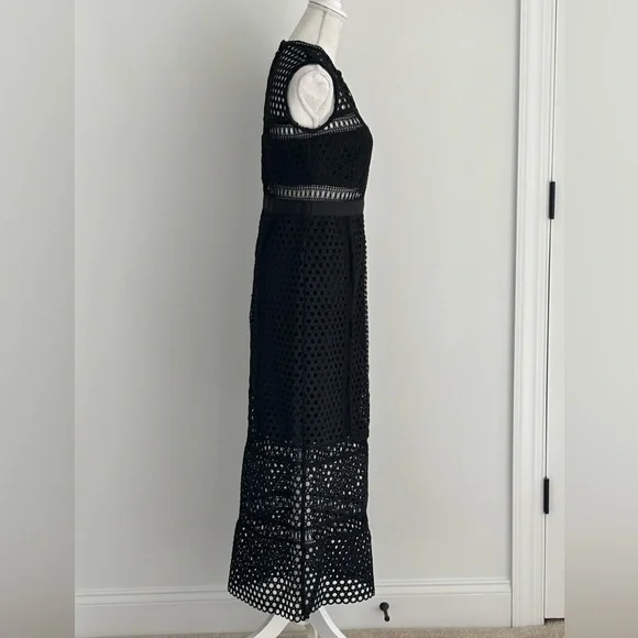 Self-Portrait Black Crochet Lace Midi Dress Size 4